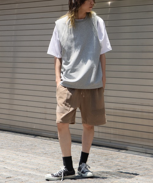 ROOP TOKYO ベスト ジレ クルーネックスウェットベスト メンズ 夏物