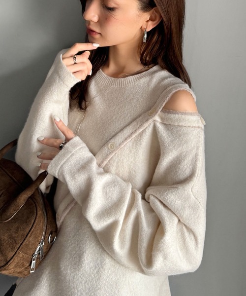 【mily bilet】ヘルシーな肌見せ感。前後2WAY胸刺繍シアーニットボレロ mi1029048 main image 0