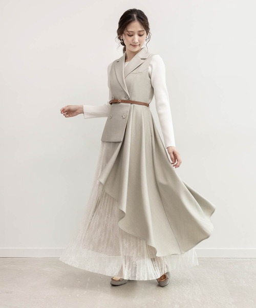 RANDA（ランダ） ワンピース 「4サイズ展開」レースプリーツドッキング