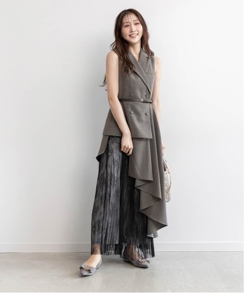 RANDA（ランダ） ワンピース 「4サイズ展開」レースプリーツドッキング