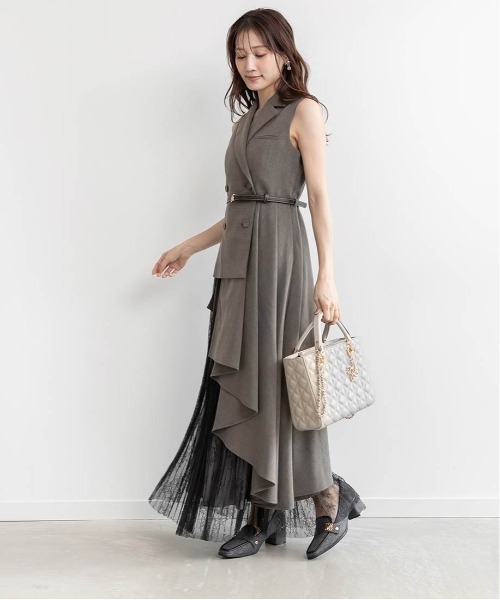 RANDA（ランダ） ワンピース 「4サイズ展開」レースプリーツドッキング