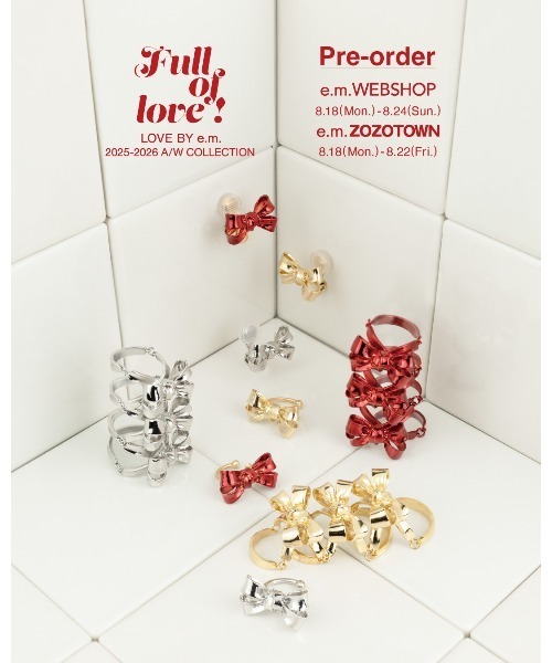 【新品】LOVE BY e.m. リボンイヤーカフ ラブ バイ イー・エム24年クリスマス、結んだ”リボン”のパール