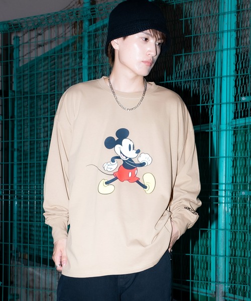 （40）ミッキーマウス オーバーサイズTシャツ　ホワイト MICKEY MOUSE（ミッキーマウス） tシャツ オーバーサイズ 長袖Tシャツ