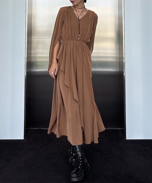 Ameri ロングワンピース Ameri（アメリ） ワンピース 「ZOZOTOWN限定」FLARE LAP DETAIL DRESS
