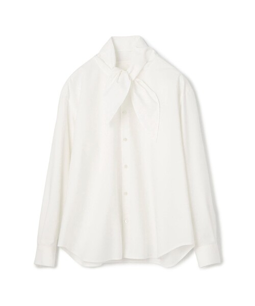 MACPHEE マカフィー シャツ ホワイト 白 サイズ:36(9号) | 25春夏 コットン タイプライター プルオーバー シャツ / ブラウス | 長袖 ビッグカラー フリル | トップス | 日本製【レディース】【K4631】 MACPHEE（マカフィー） ブラウス シャツ コットンオックスフォード