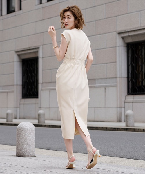 「ur's」 ノースリーブワンピース S サンドベージュ レディース_画像6