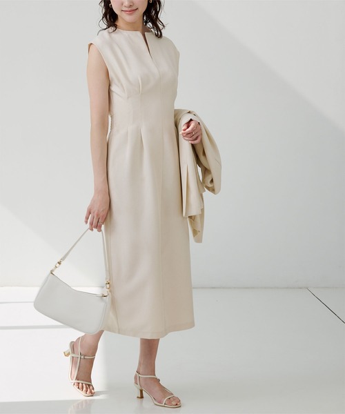 「ur's」 ノースリーブワンピース S サンドベージュ レディース_画像7