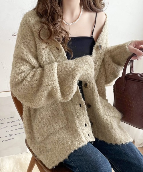 Java ニットカーディガン MEDIUM ベージュ レディース : ZOZOTOWN