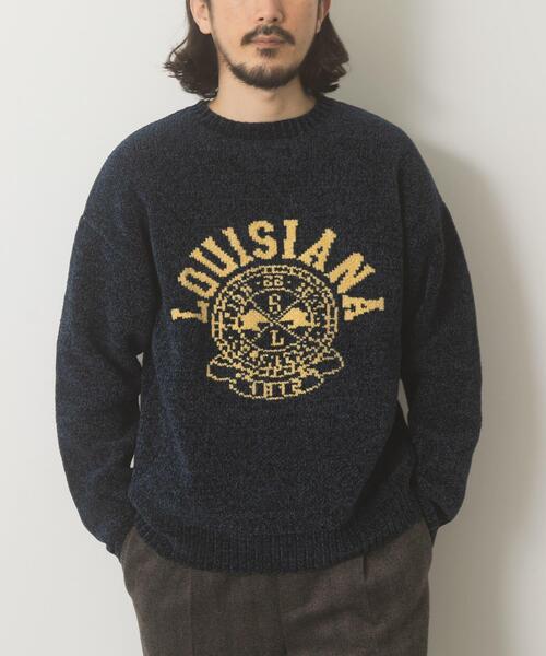 レザレグション　防風　ロゴ　ニット　ネイビー レザレグション 防風 ロゴ ニット ネイビー レザレグション 防風 ロゴ