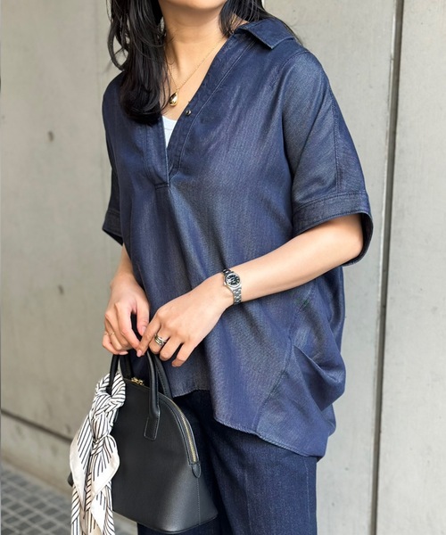 Emma Taylor（エマテイラー） ブラウス シャツ デニムバックコクーン