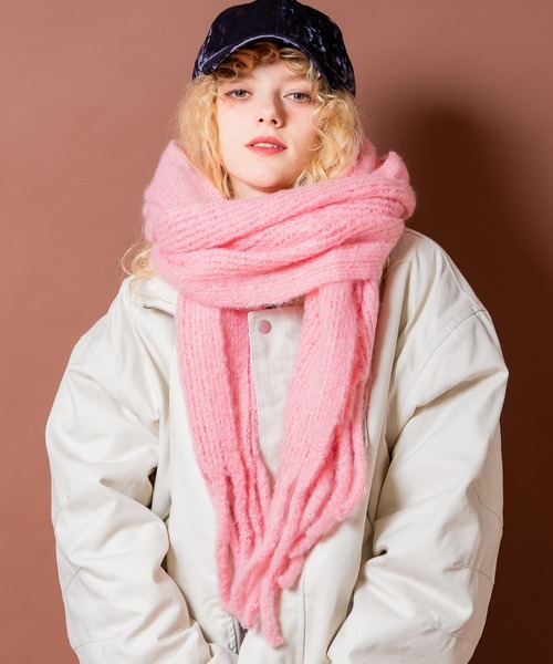 マフラー ストール an meets zakka ふわふわローゲージ編みファー起毛