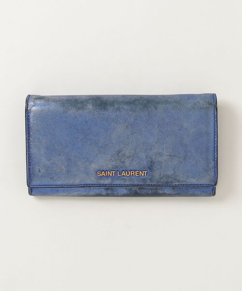 SAINT LAURENT PARIS」 長財布 - ブルー レディース : ZOZOTOWN Yahoo