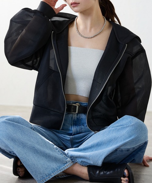 r.（アールドット） ジップアップパーカー FREE ブラック レディース