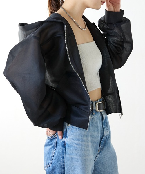 r.（アールドット） ジップアップパーカー FREE ブラック レディース