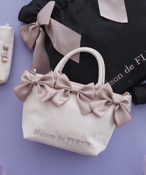Maison de FLEUR（メゾンドフルール） トートバッグ リボンジャカード