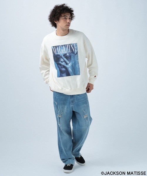 「JACKSON MATISSE」 スウェットカットソー「BAYFLOWコラボ」 LARGE チャコール メンズ_画像2