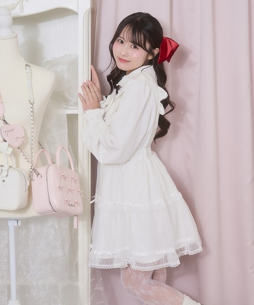 Honey Cinnamon（ハニーシナモン） ワンピース フロントリボンドット