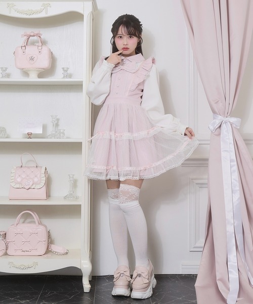 Honey Cinnamon（ハニーシナモン） ワンピース フロントリボンドット