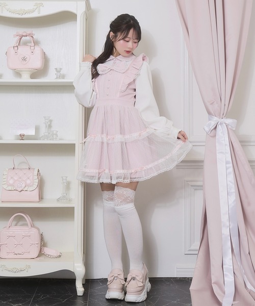 Honey Cinnamon（ハニーシナモン） ワンピース フロントリボンドット