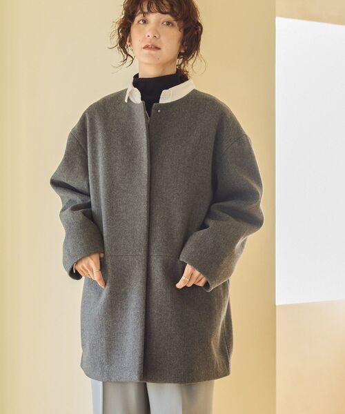 「AMERICAN HOLIC」 ノーカラーコート L ブラック レディース_画像2