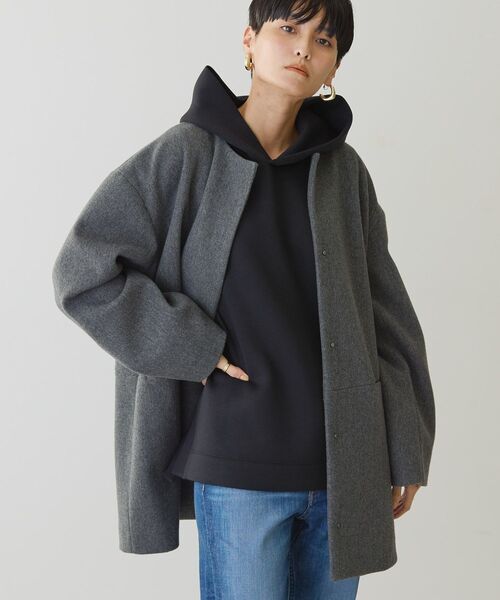 「AMERICAN HOLIC」 ノーカラーコート L ブラック レディース_画像3