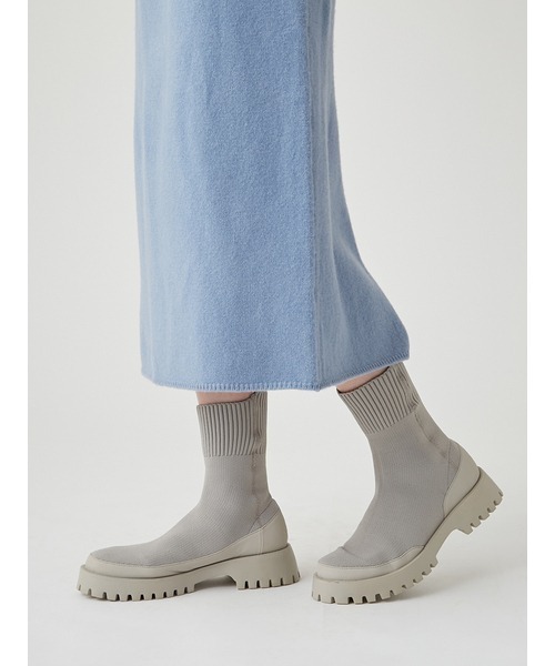 「emmi」 ショートブーツ 23.5cm ライトグレー レディース_画像8