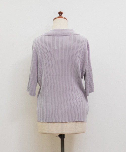 「CLETTE」 半袖ニット LL ラベンダー レディース_画像3