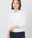 カーディガン 7分袖レース付カーデ レディースの詳細画像4