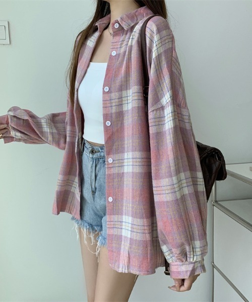 「cammie」 長袖シャツ LARGE ホワイト×ブラック レディース_画像8