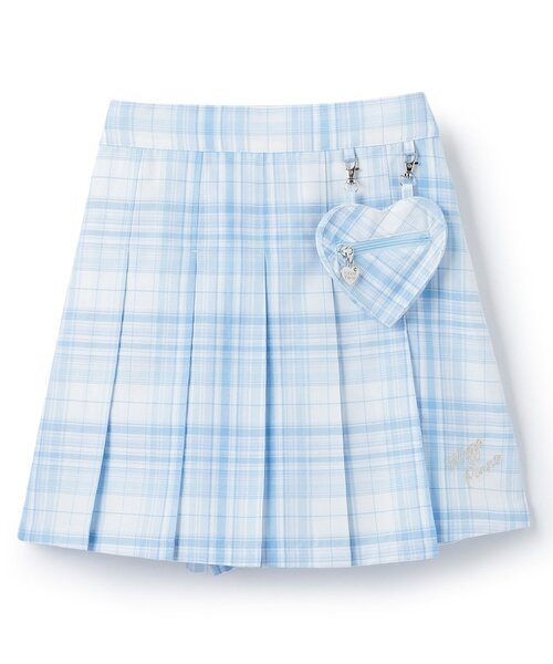 パンツ ハートポーチつき　ラップ風チェック　キュロットスカート キッズ 子供服 女の子の画像