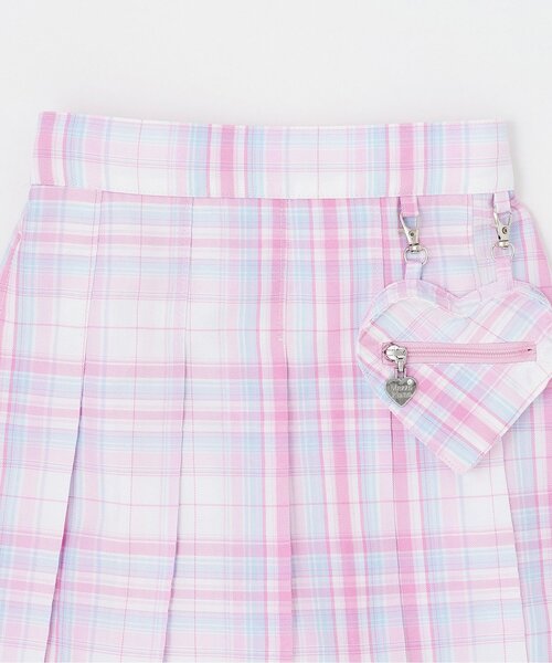 mezzo piano パンツ ハートポーチつき ラップ風チェック キュロット
