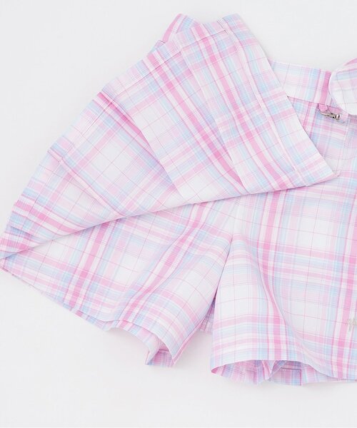 パンツ ハートポーチつき　ラップ風チェック　キュロットスカート キッズ 子供服 女の子の画像