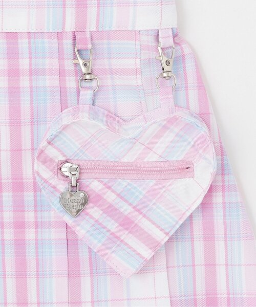 パンツ ハートポーチつき　ラップ風チェック　キュロットスカート キッズ 子供服 女の子の画像