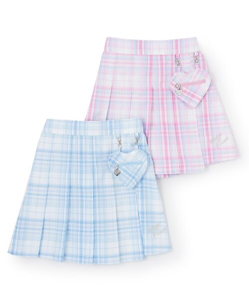 パンツ ハートポーチつき　ラップ風チェック　キュロットスカート キッズ 子供服 女の子の画像