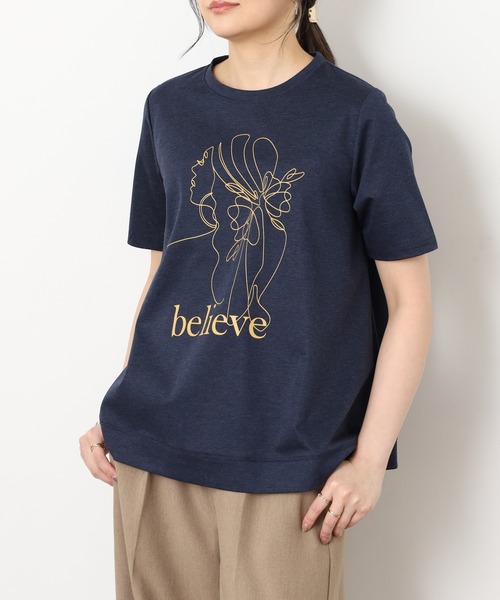 tシャツ 半袖 BRODIAEA バックシャンAライン 半袖プリントTシャツ 日本