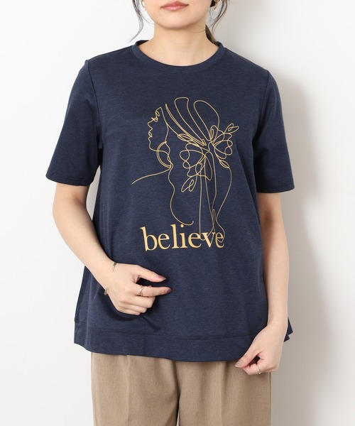 ブローディア BRODIAEA PREMIUMスムースプリント半袖AラインTシャツ
