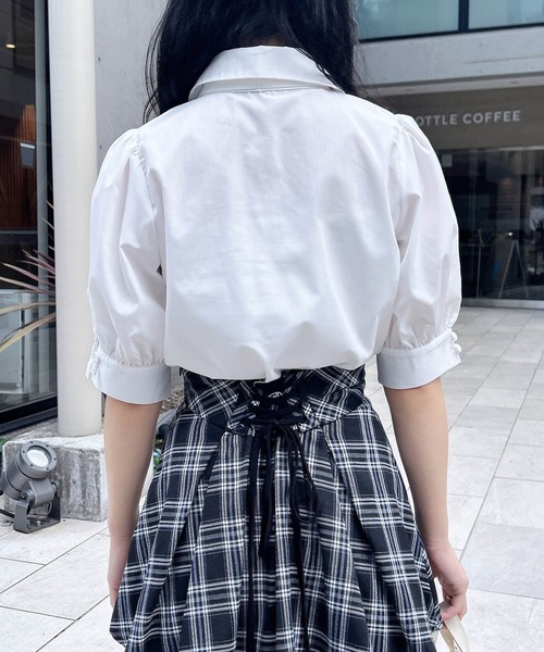 INGNI（イング） ブラウス シャツ 半袖 胸刺繍ボウタイ半袖ブラウス