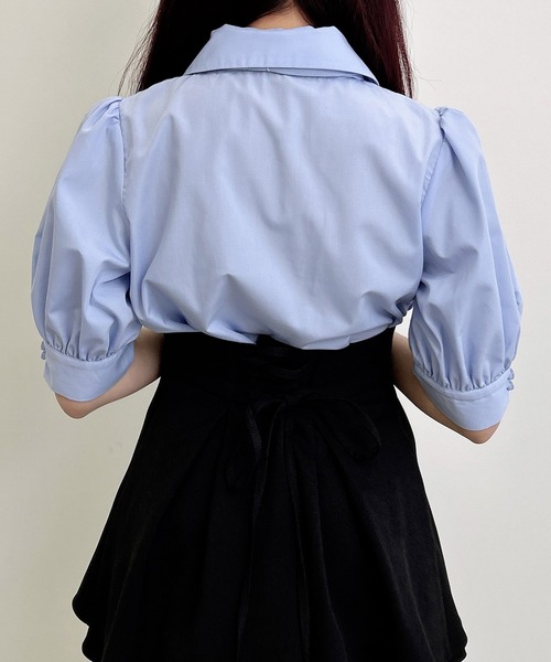 INGNI（イング） ブラウス シャツ 胸刺繍ボウタイ半袖ブラウス