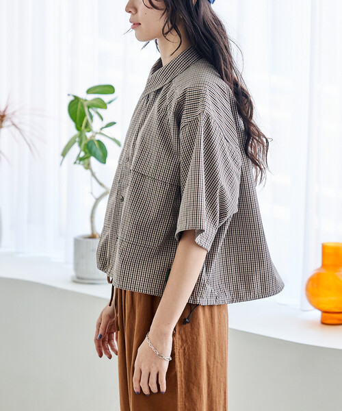 BOWTE バウト 24SS FINX COTTON FRILL DRESS SHIRT ショートスリーブシャツ 241-01-0014 カーキブラウン系 F FREAK'S STORE（フリークスストア） ブラウス シャツ Foxfire