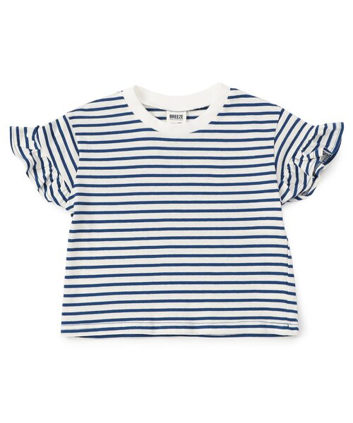 BREEZE（ブリーズ） tシャツ 「WEB限定」袖フリルボーダー半袖Tシャツ