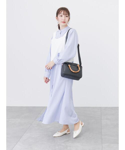 「Te chichi TERRASSE」 シャツワンピース フリ- グレー レディース_画像4