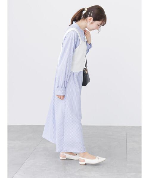 「Te chichi TERRASSE」 シャツワンピース フリ- グレー レディース_画像5
