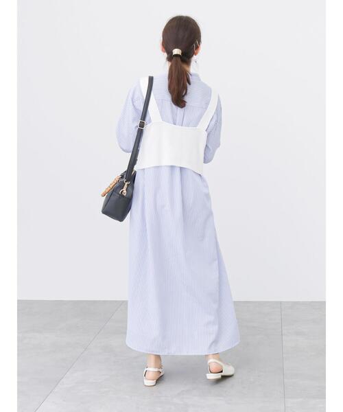 「Te chichi TERRASSE」 シャツワンピース フリ- グレー レディース_画像6