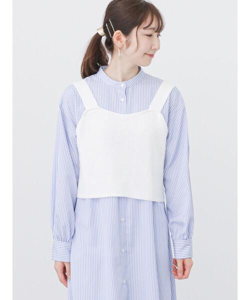 「Te chichi TERRASSE」 シャツワンピース フリ- グレー レディース_画像7