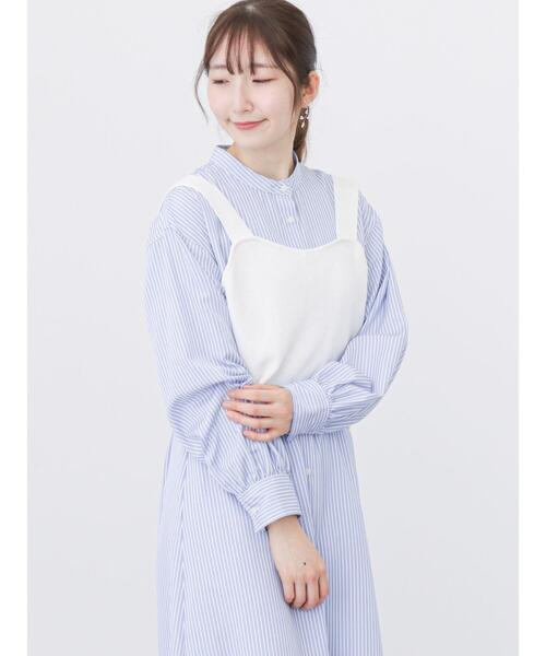 「Te chichi TERRASSE」 シャツワンピース フリ- グレー レディース_画像8