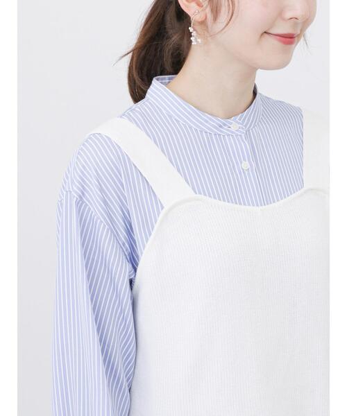 「Te chichi TERRASSE」 シャツワンピース フリ- グレー レディース_画像9