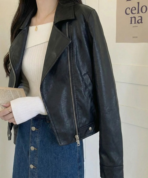 「cammie」 ライダースジャケット L ブラウン レディース_画像2