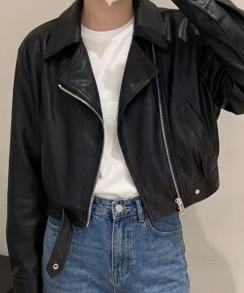 「cammie」 ライダースジャケット L ブラウン レディース_画像6
