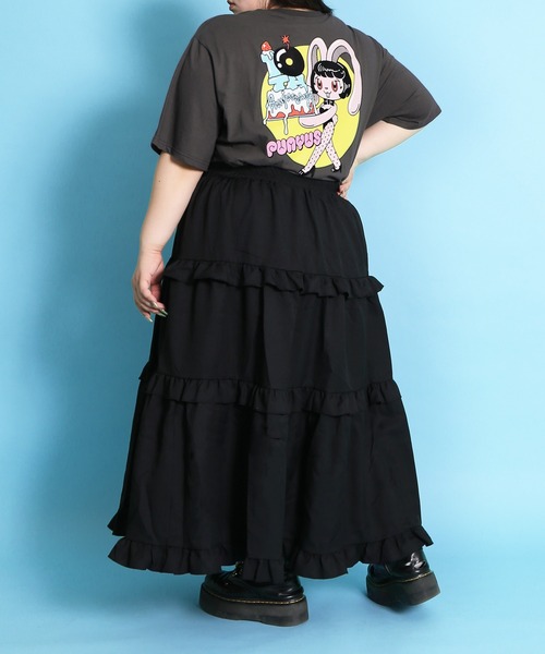 「PUNYUS」 半袖Tシャツ 3 スミクロ レディース_画像4