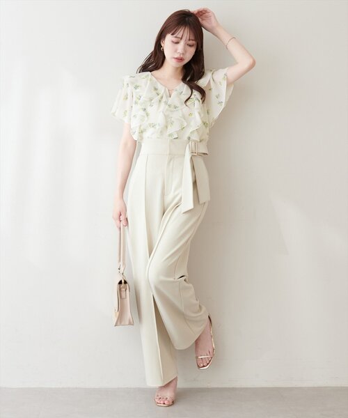 natural couture ブラウス シャツ 半袖 フロントバー付きフリル
